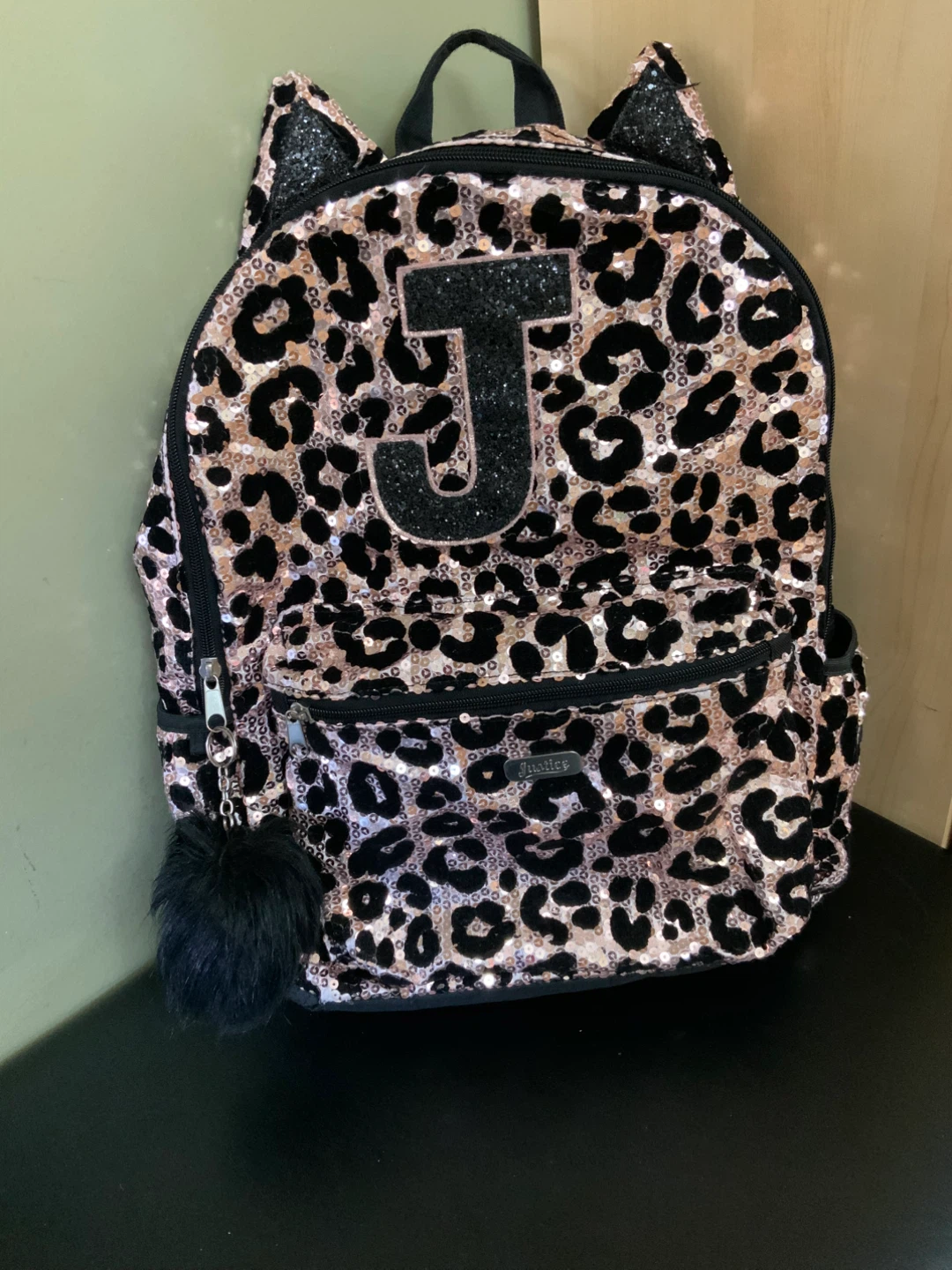 NEW Justice Cat Ear Sequin Backpack Kids School Travel