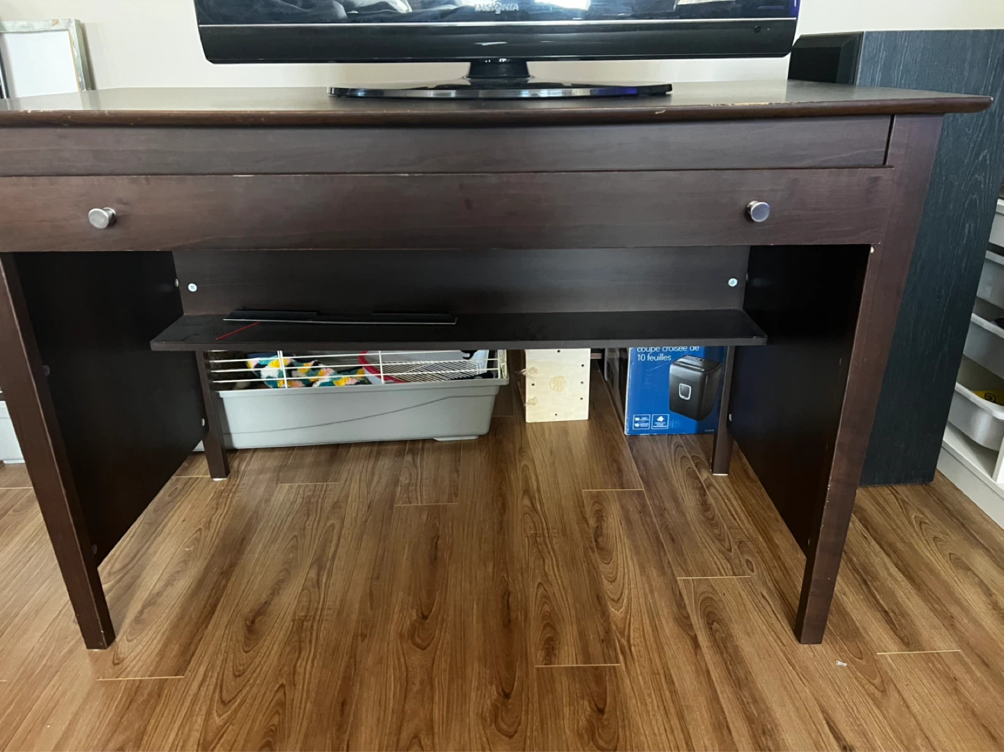 Bureau brun foncé avec tiroir - photo 2