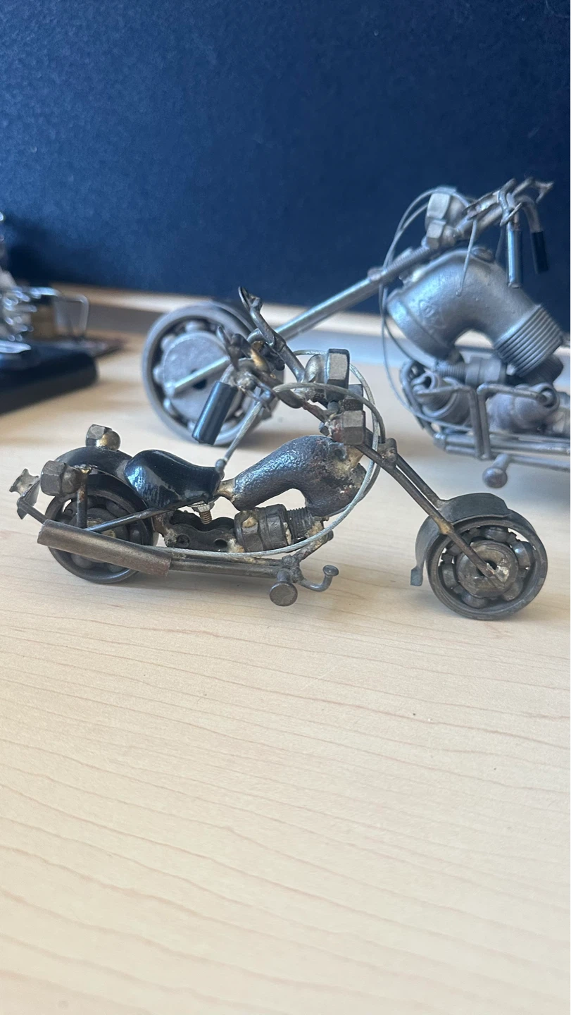 Handcrafted Metal Motorcycle Sculpture