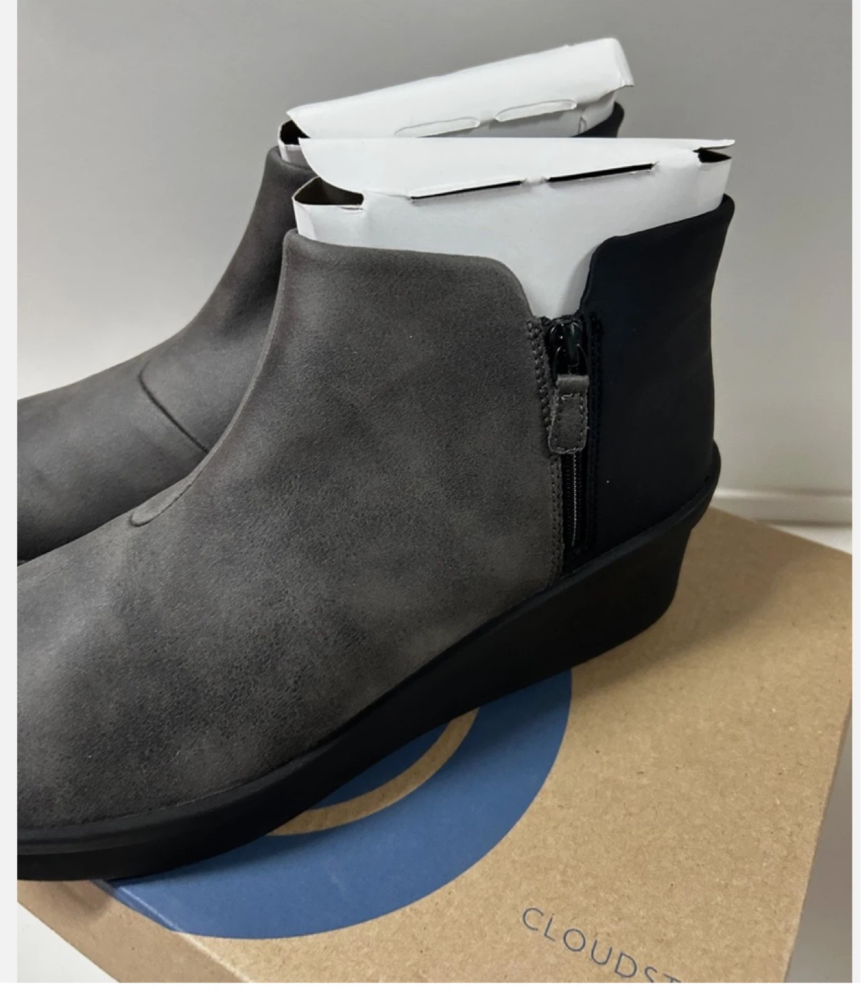Clarks Cloudsteppers Step Rose Up Boots Womens 8.5 Gray Wedge