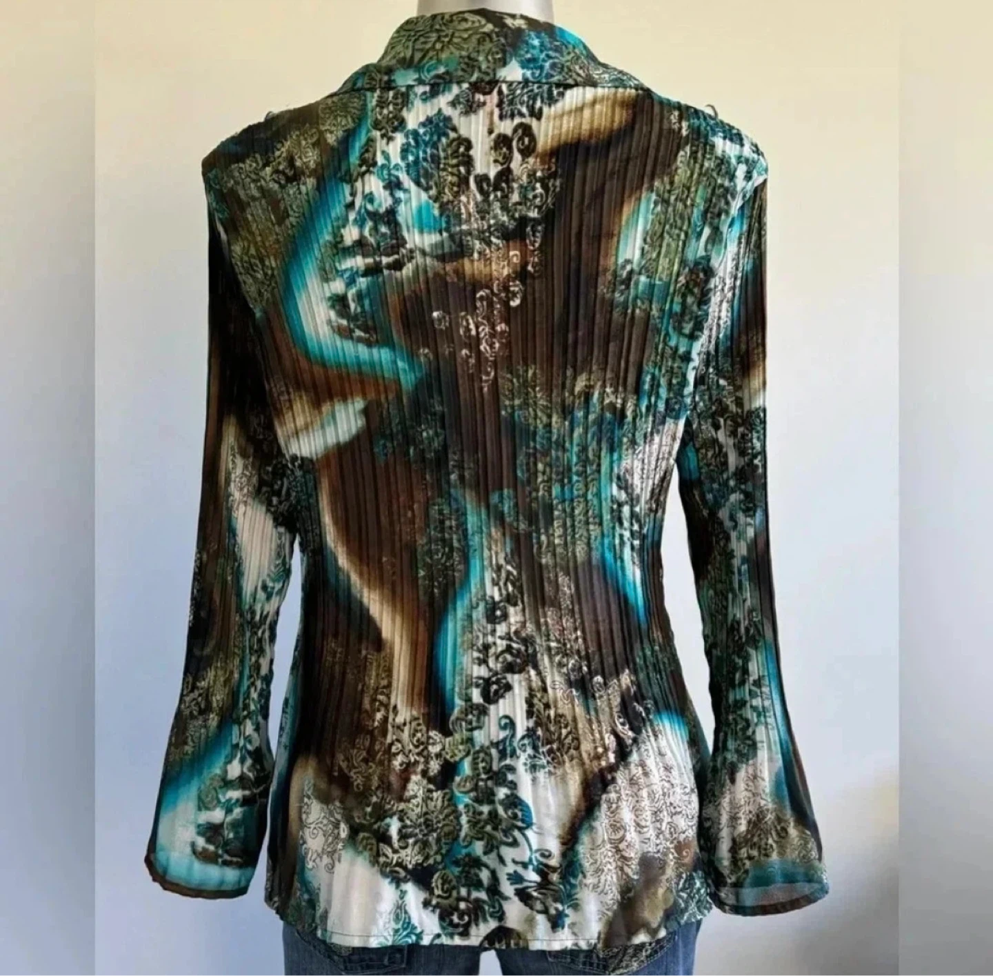 L-XL Pleated Ruffle Detail Blouse - photo 2