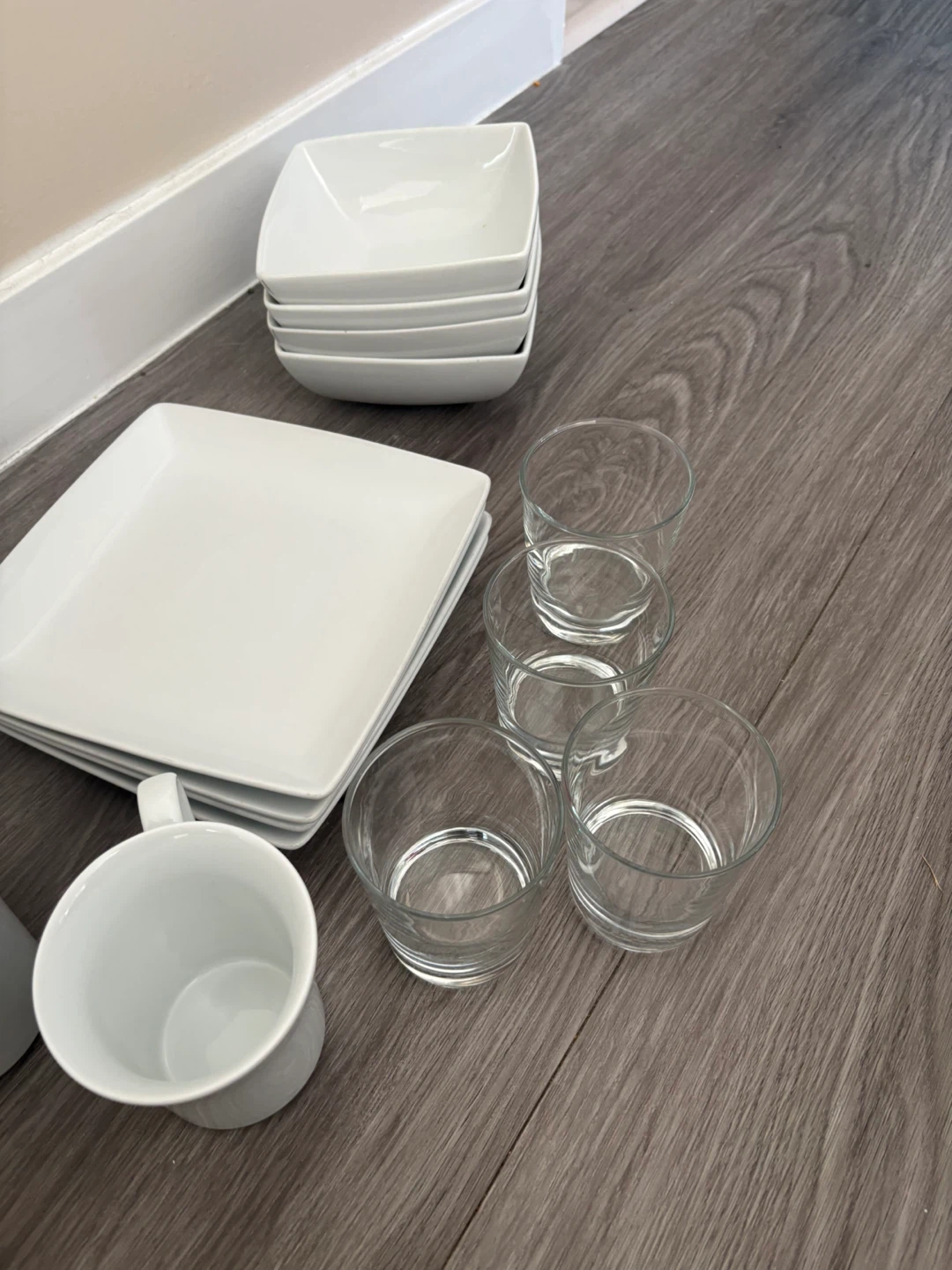 White Square Dinnerware Set with Glasses and Mugs - photo 2