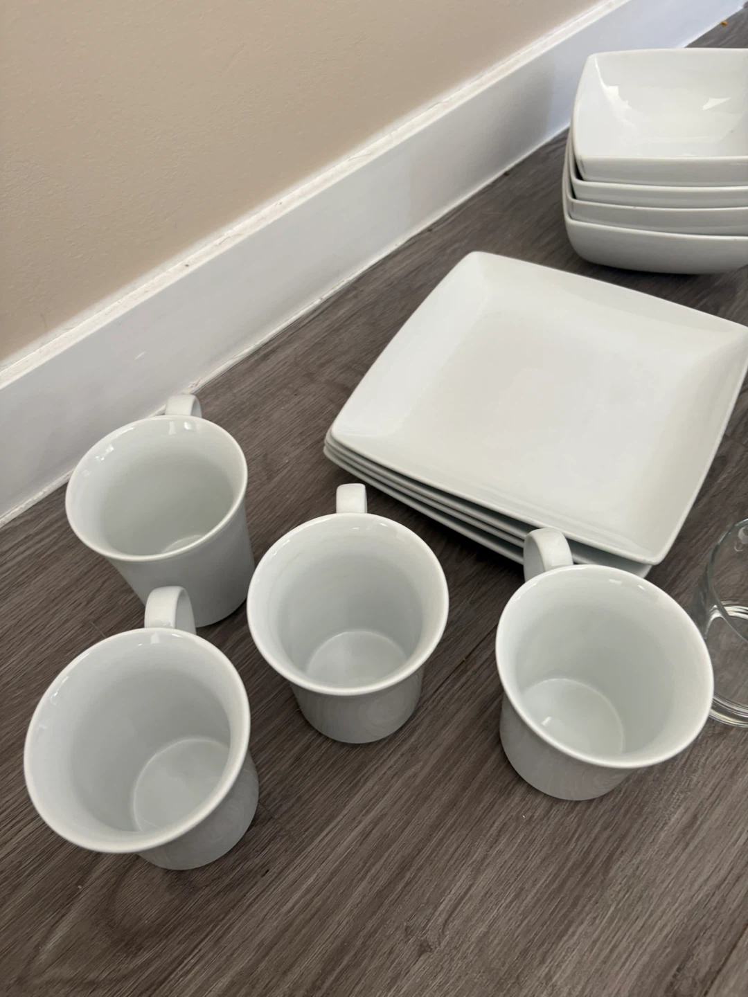 White Square Dinnerware Set with Glasses and Mugs - photo 3