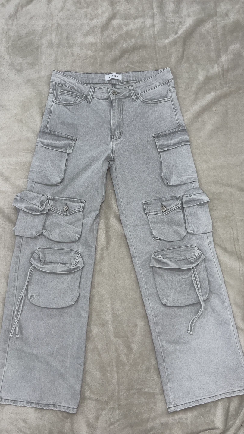 ZEERQION Cargo Jeans - Light Grey