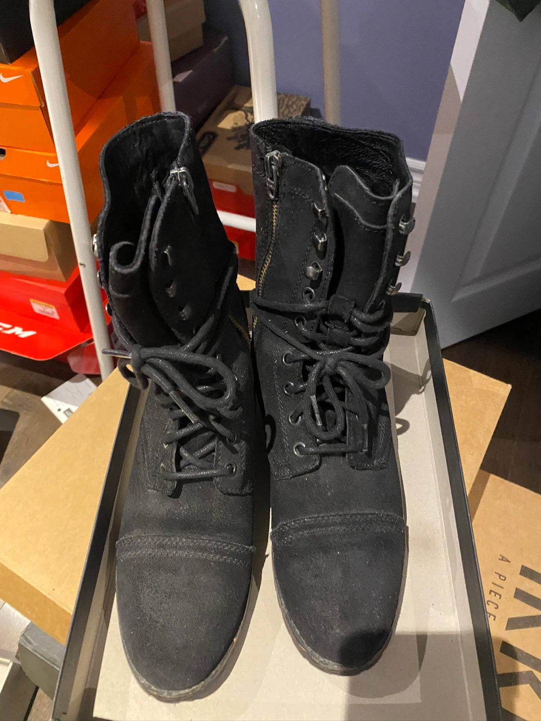 Diesel Black Suede Lace-Up Boots - photo 2