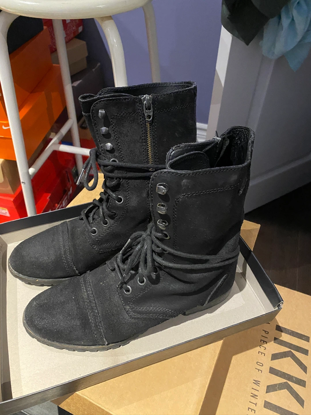 Diesel Black Suede Lace-Up Boots - photo 4