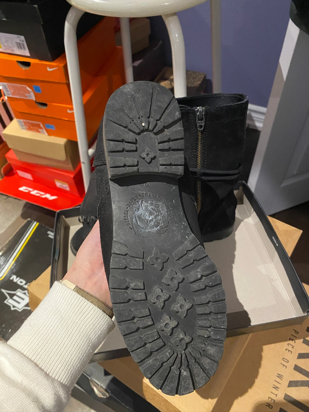 Diesel Black Suede Lace-Up Boots - photo 5