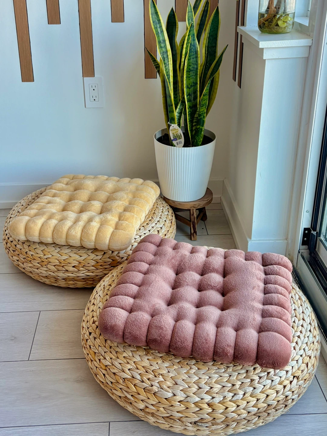 Rattan Seats + Biscuit Cushions