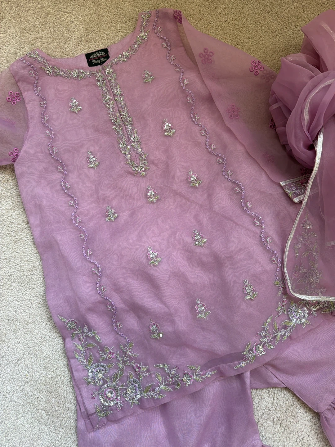 Lilac Embroidered Sharara Suit with Dupatta - photo 2