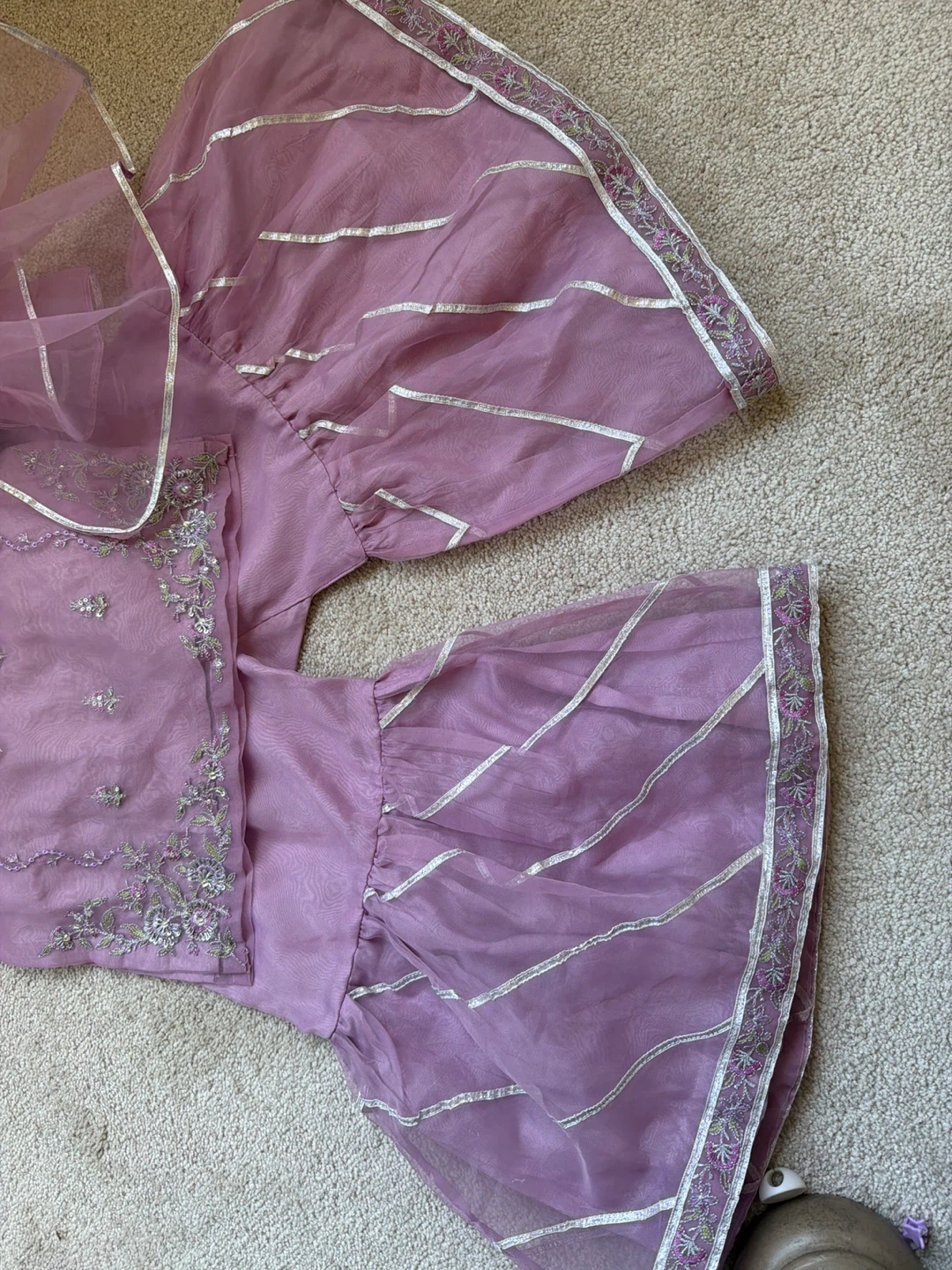 Lilac Embroidered Sharara Suit with Dupatta - photo 3
