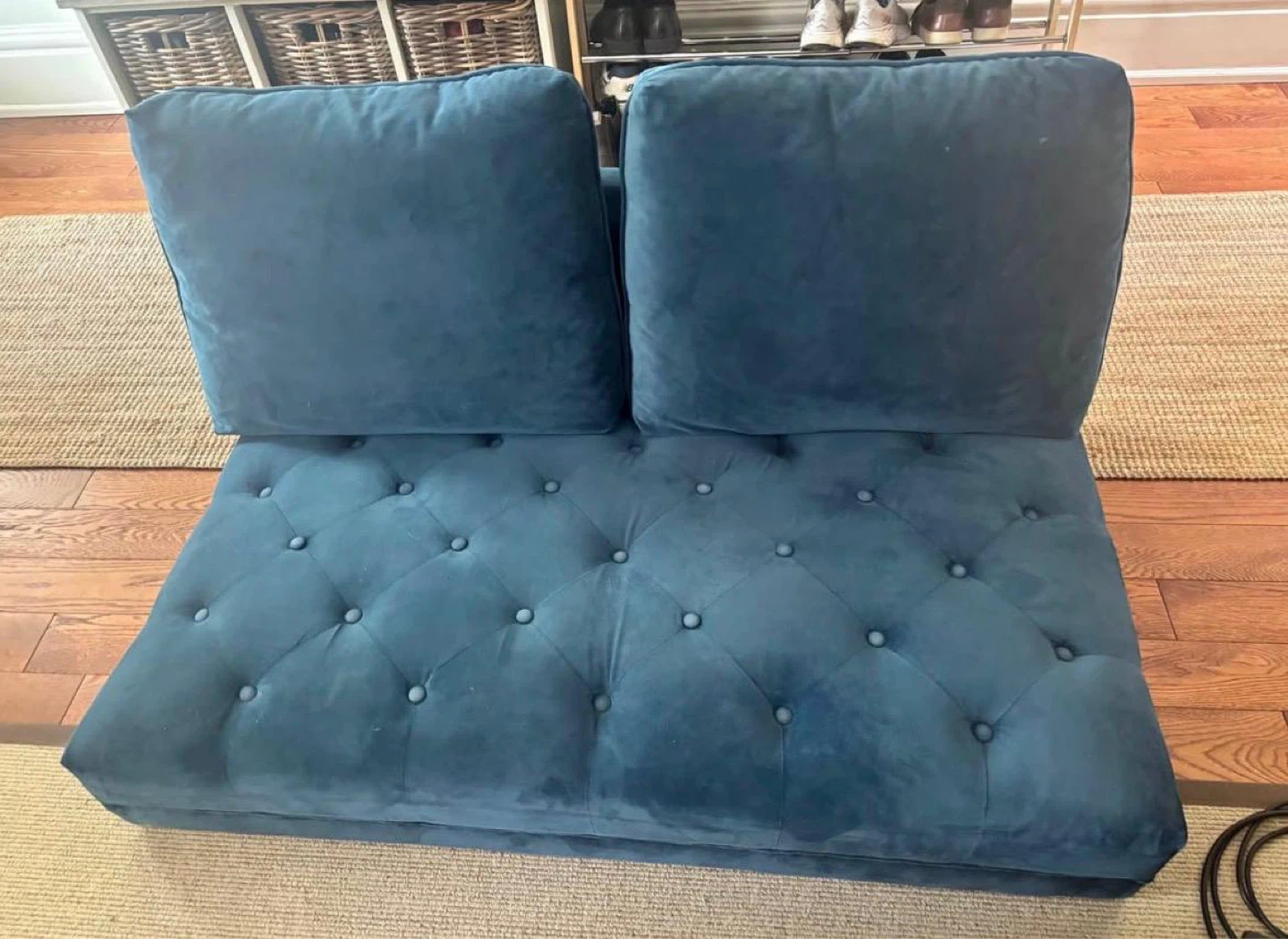 Small blue couch/ottoman