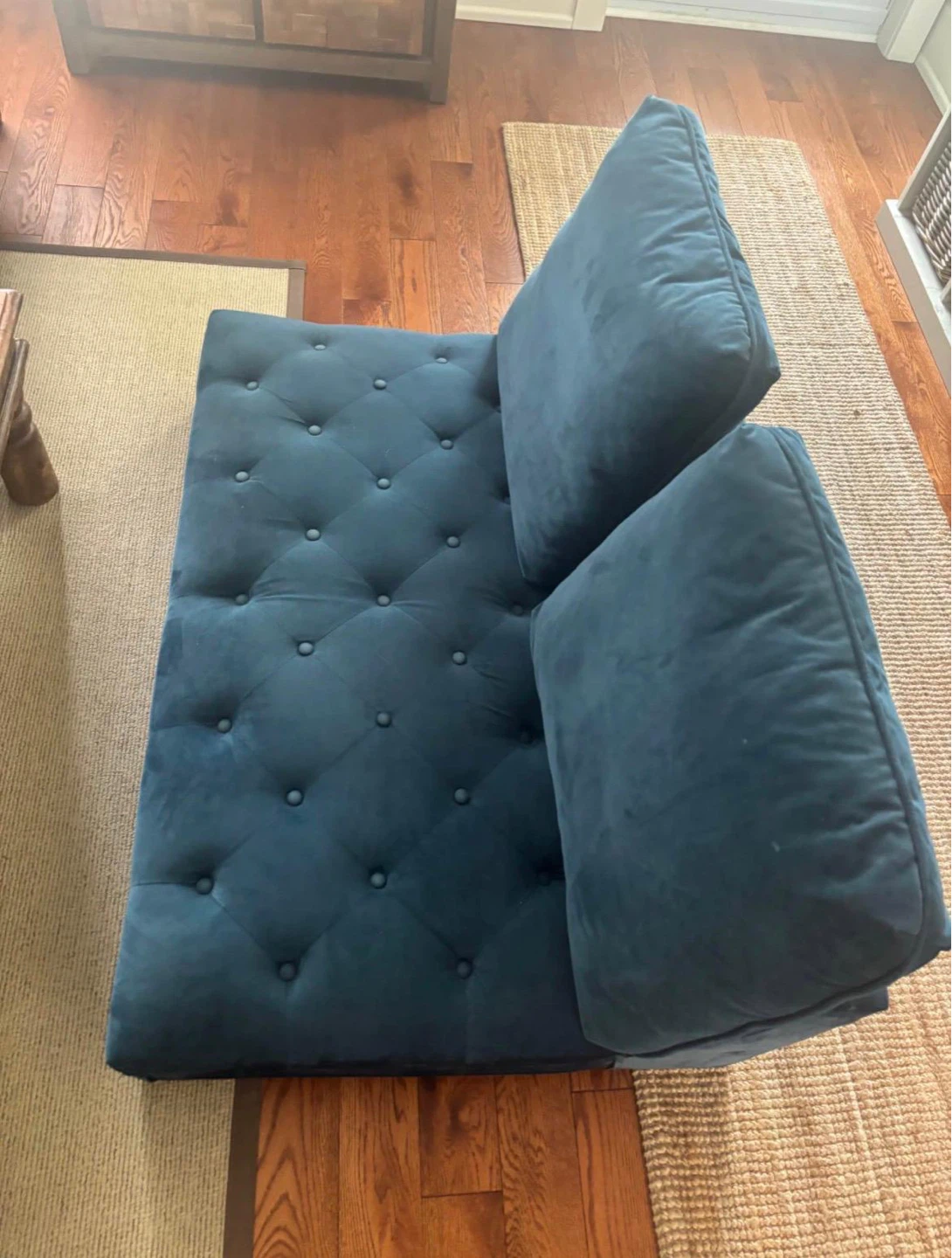 Small blue couch/ottoman - photo 2