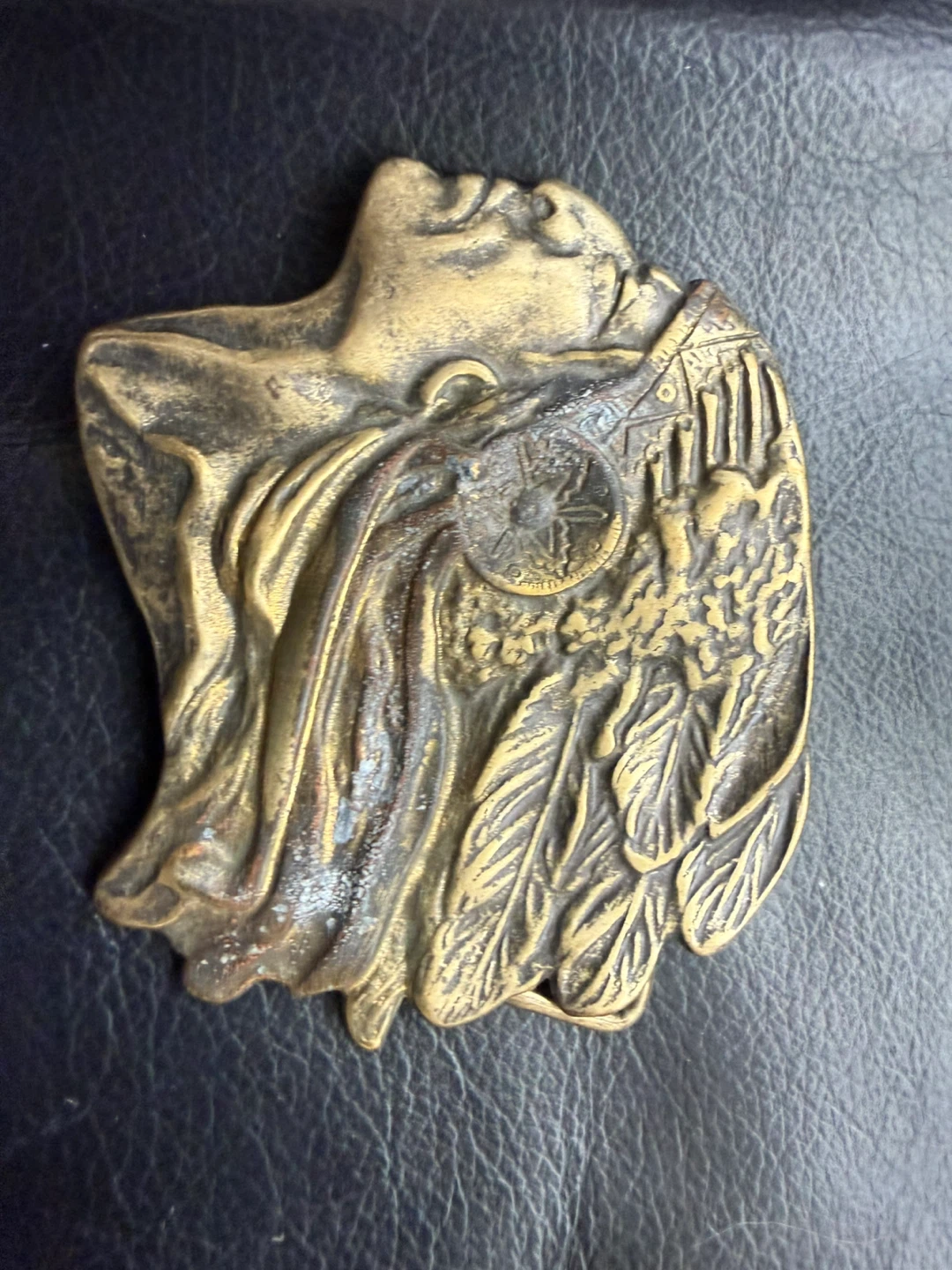Vintage Native American Chief Belt Buckle Set