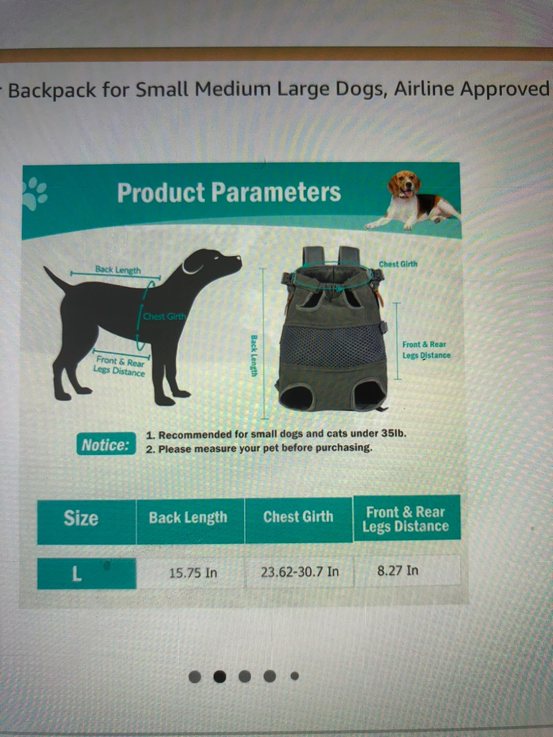 DogLemi Pet Carrier backpack Sm to Lg Dogs - Green/Black - photo 3
