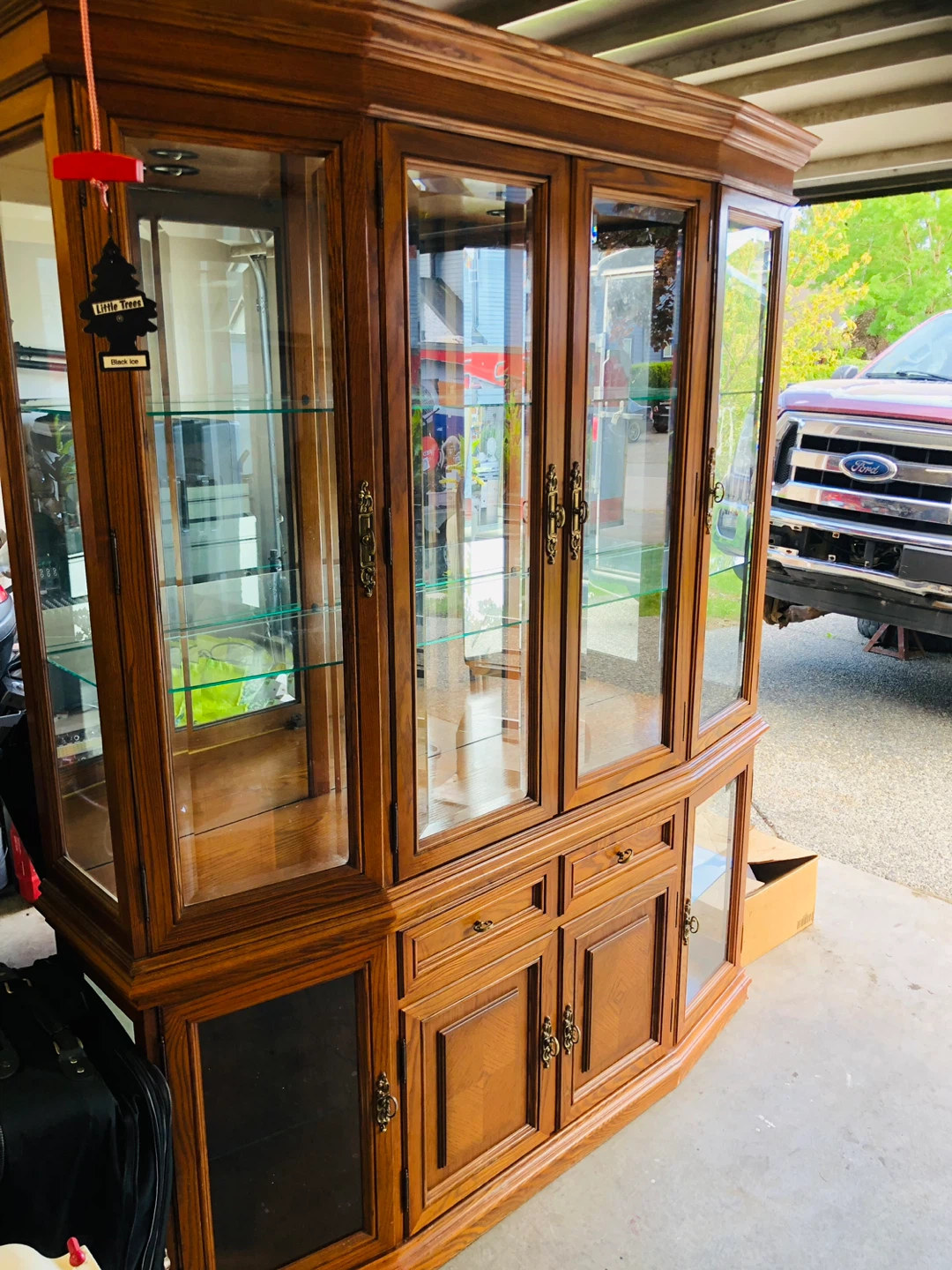 Wooden Curio Cabinet with Glass Doors