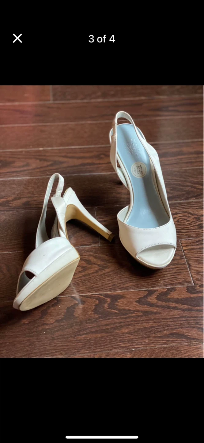 White Slingback Heels Women's White High Heeled Shoes size 7.5 - photo 2