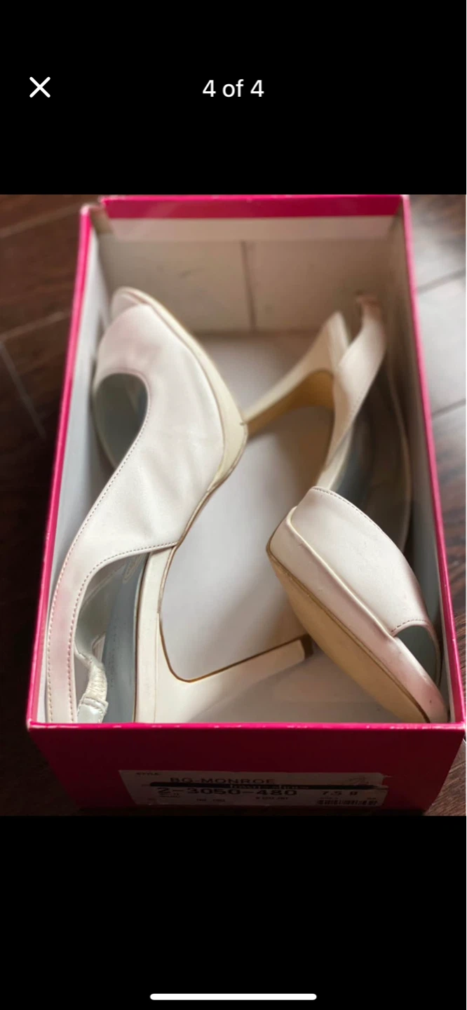 White Slingback Heels Women's White High Heeled Shoes size 7.5 - photo 3