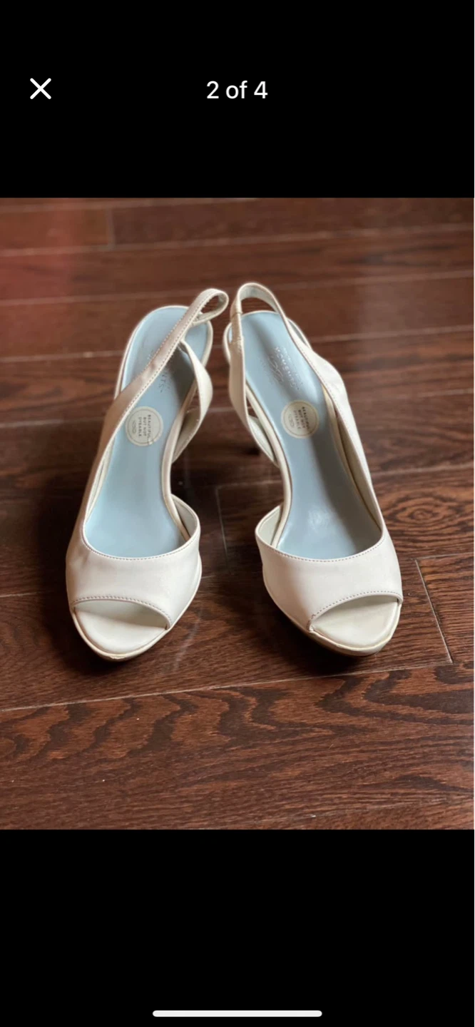 White Slingback Heels Women's White High Heeled Shoes size 7.5