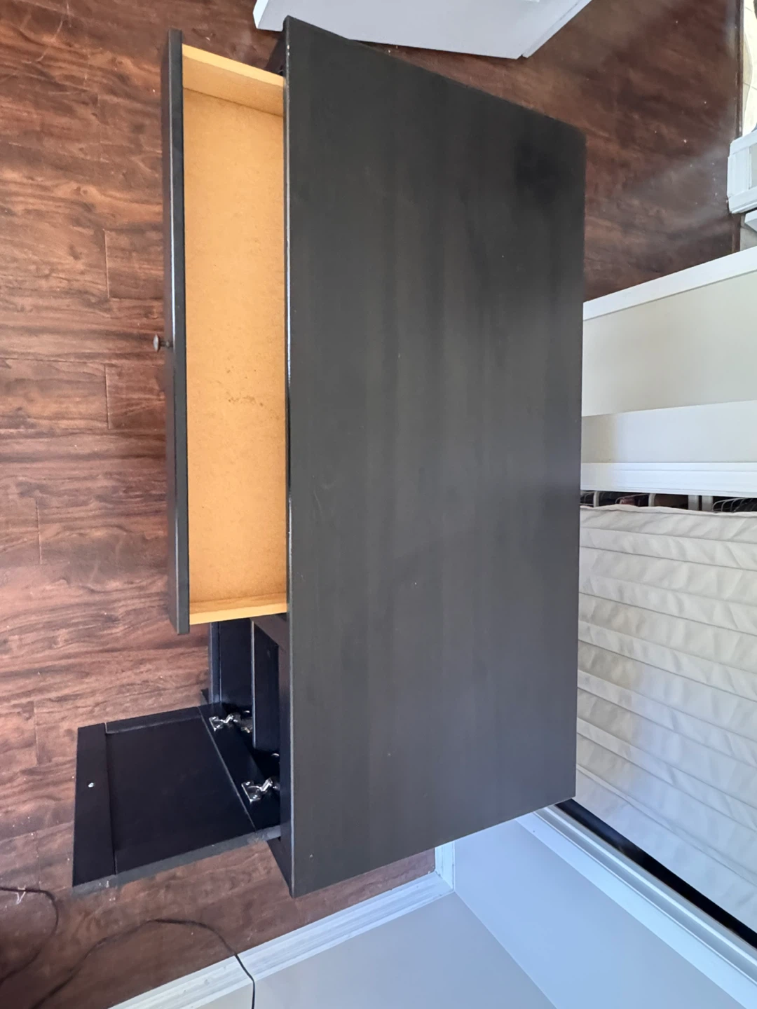 Dark Brown Desk with Drawer and Cabinet - photo 3
