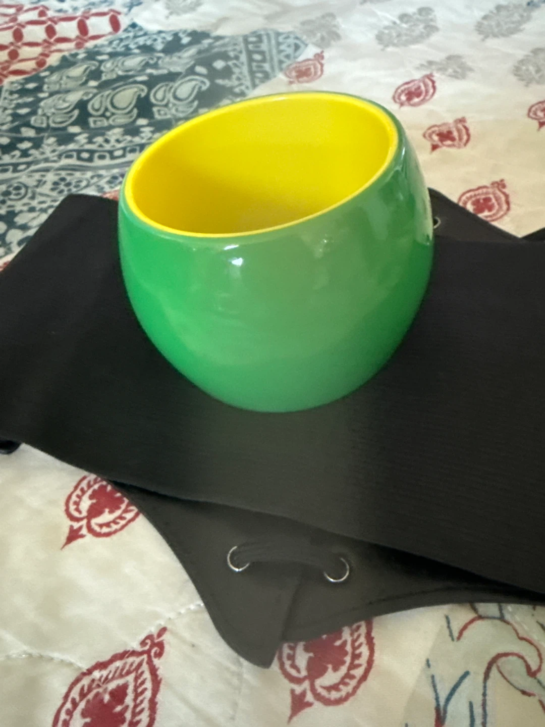 Green yellow ceramic plastic bracelet