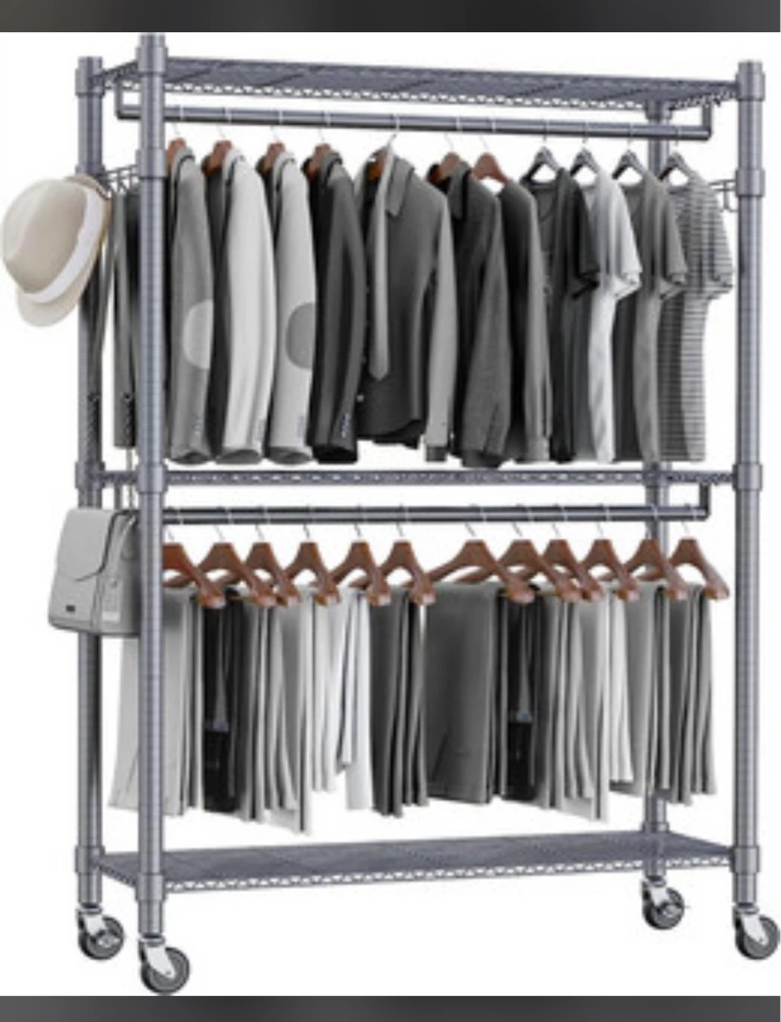 Rolling Garment Rack with Shelves
