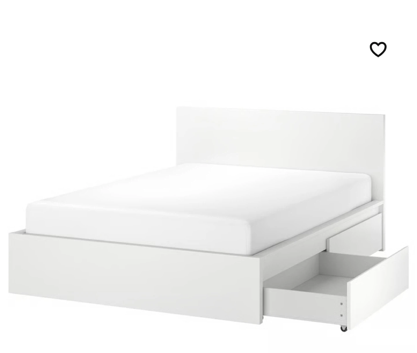 White Queen Bed Frame with Storage Drawers