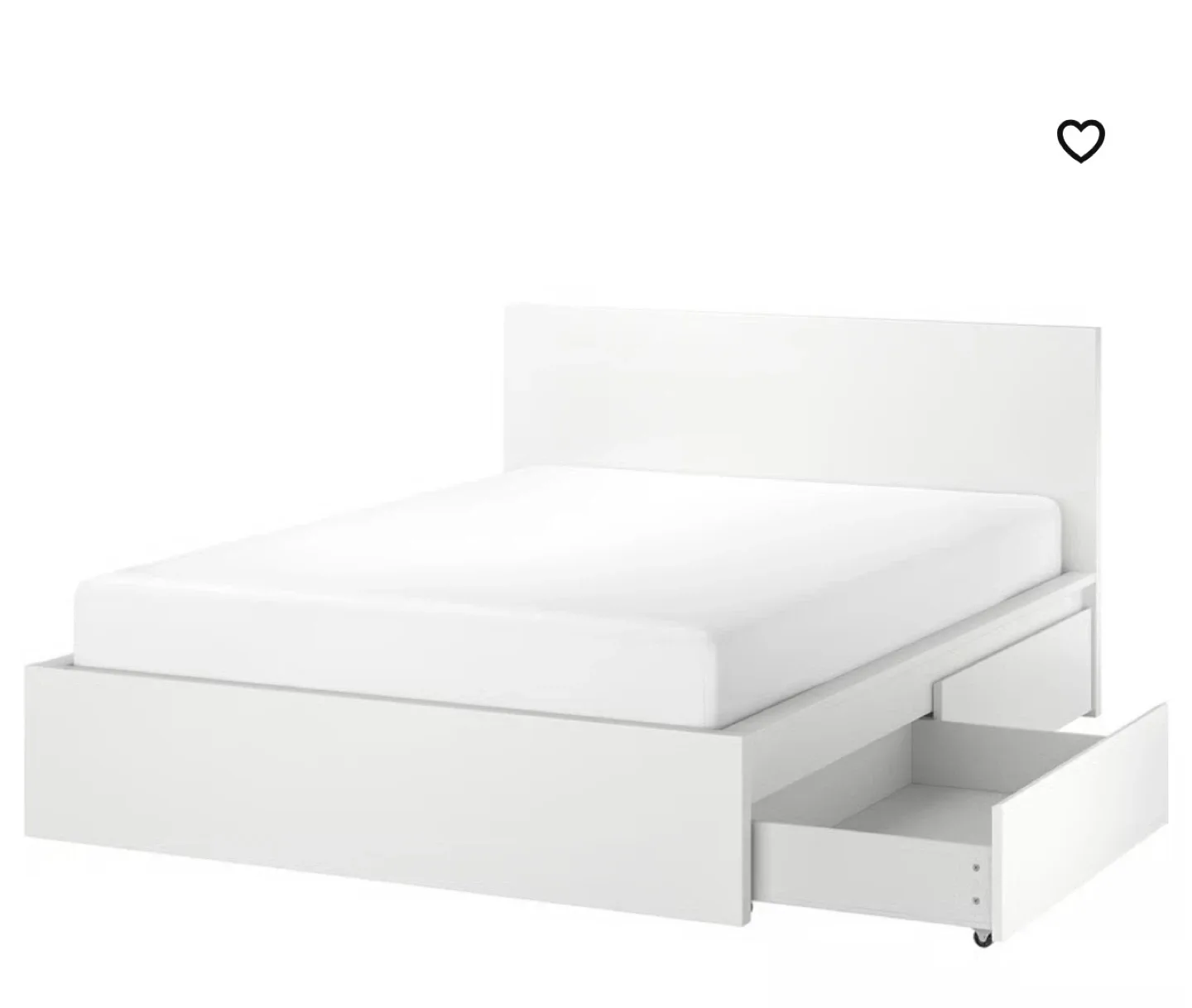 White Queen Bed Frame with Storage Drawers