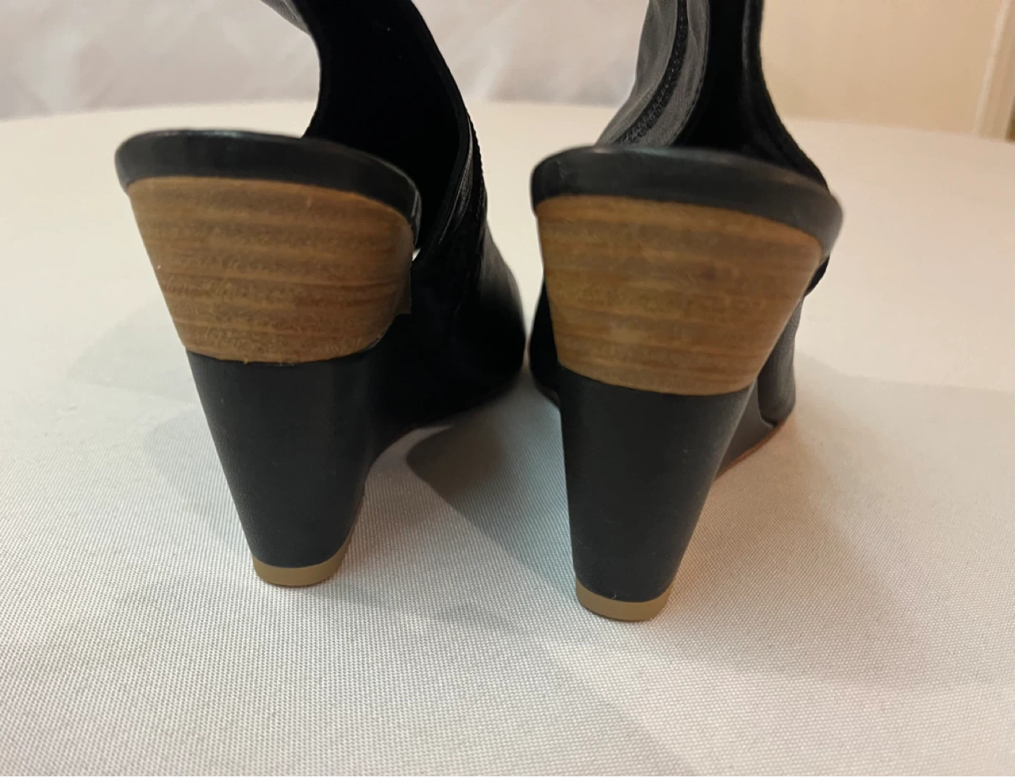 36 - Black Leather Wedge Ankle Boots - photo 4