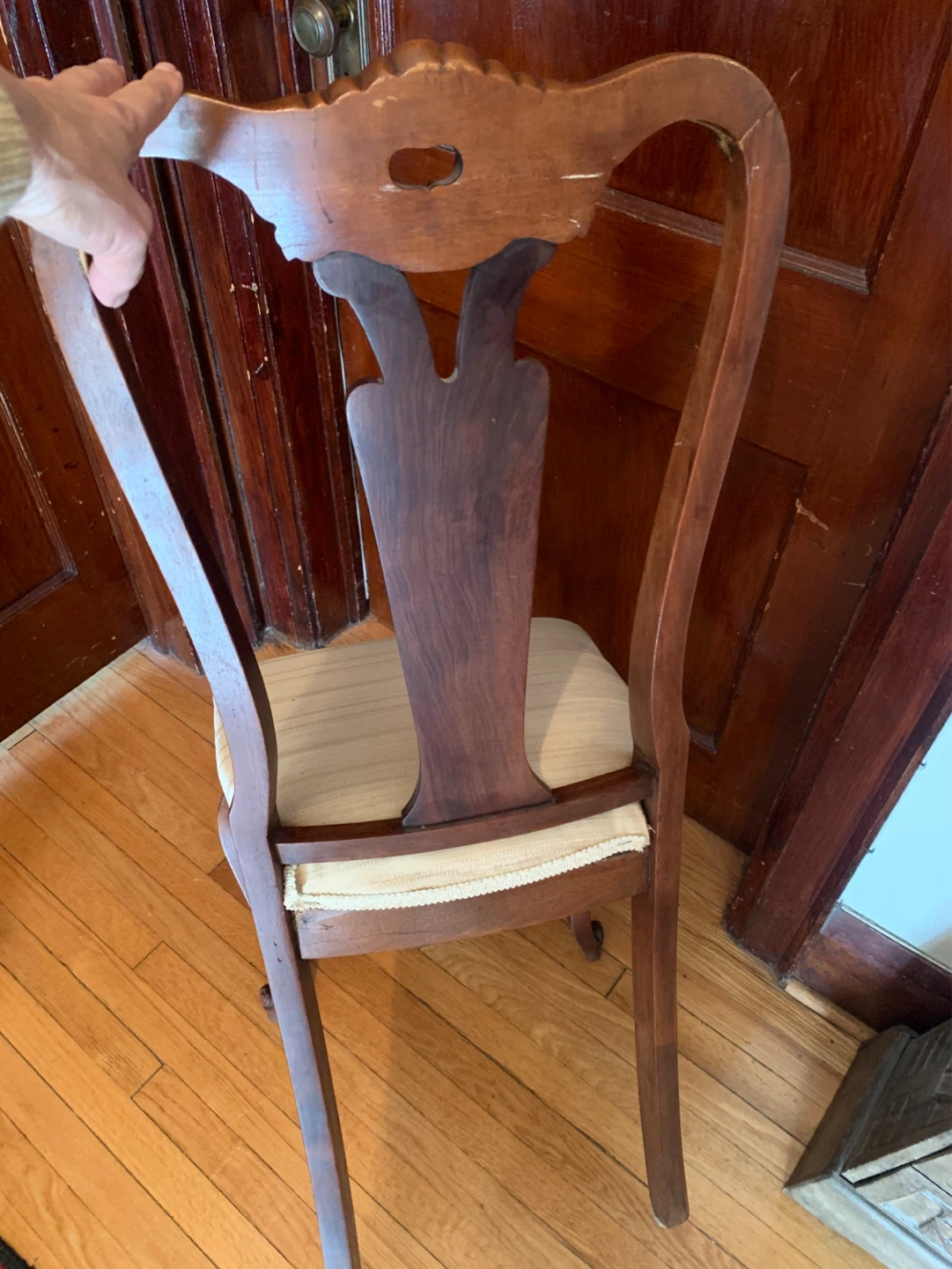 Wooden Accent Chair with Upholstered Seat - photo 2