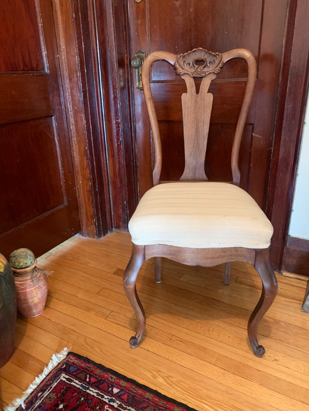 Wooden Accent Chair with Upholstered Seat