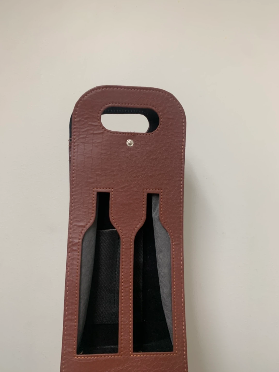 Brown Faux Leather 2-Bottle Wine Carrier