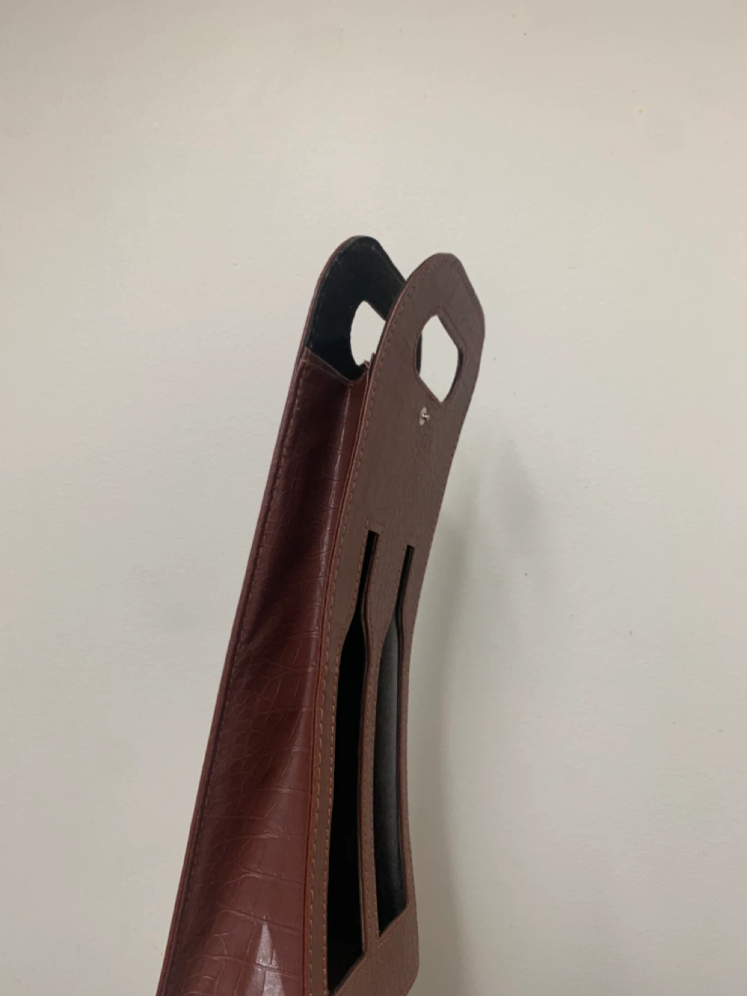 Brown Faux Leather 2-Bottle Wine Carrier - photo 2
