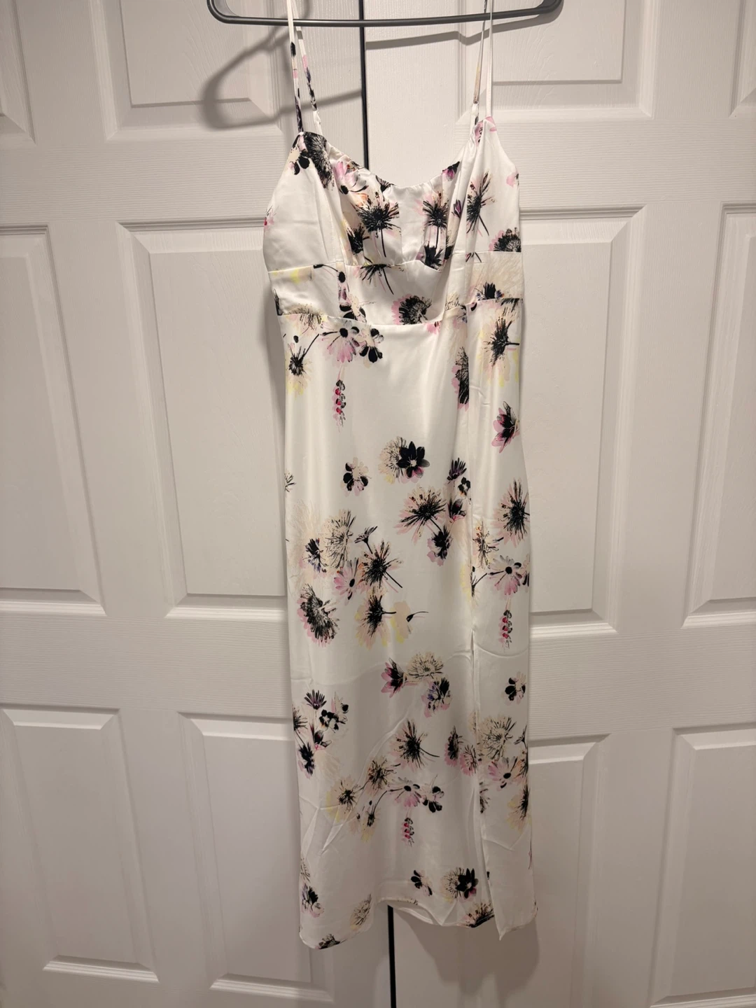 White floral slip dress