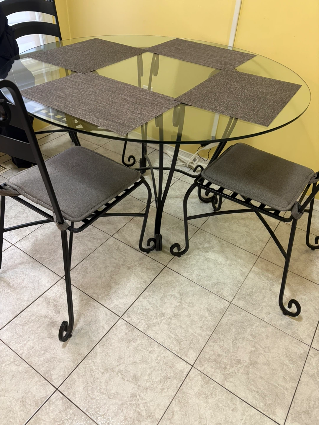 Glass Top Dining Table with Metal Base