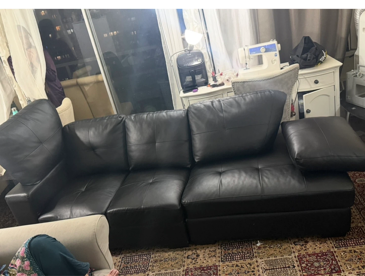 Black Leather Sectional Sofa $150