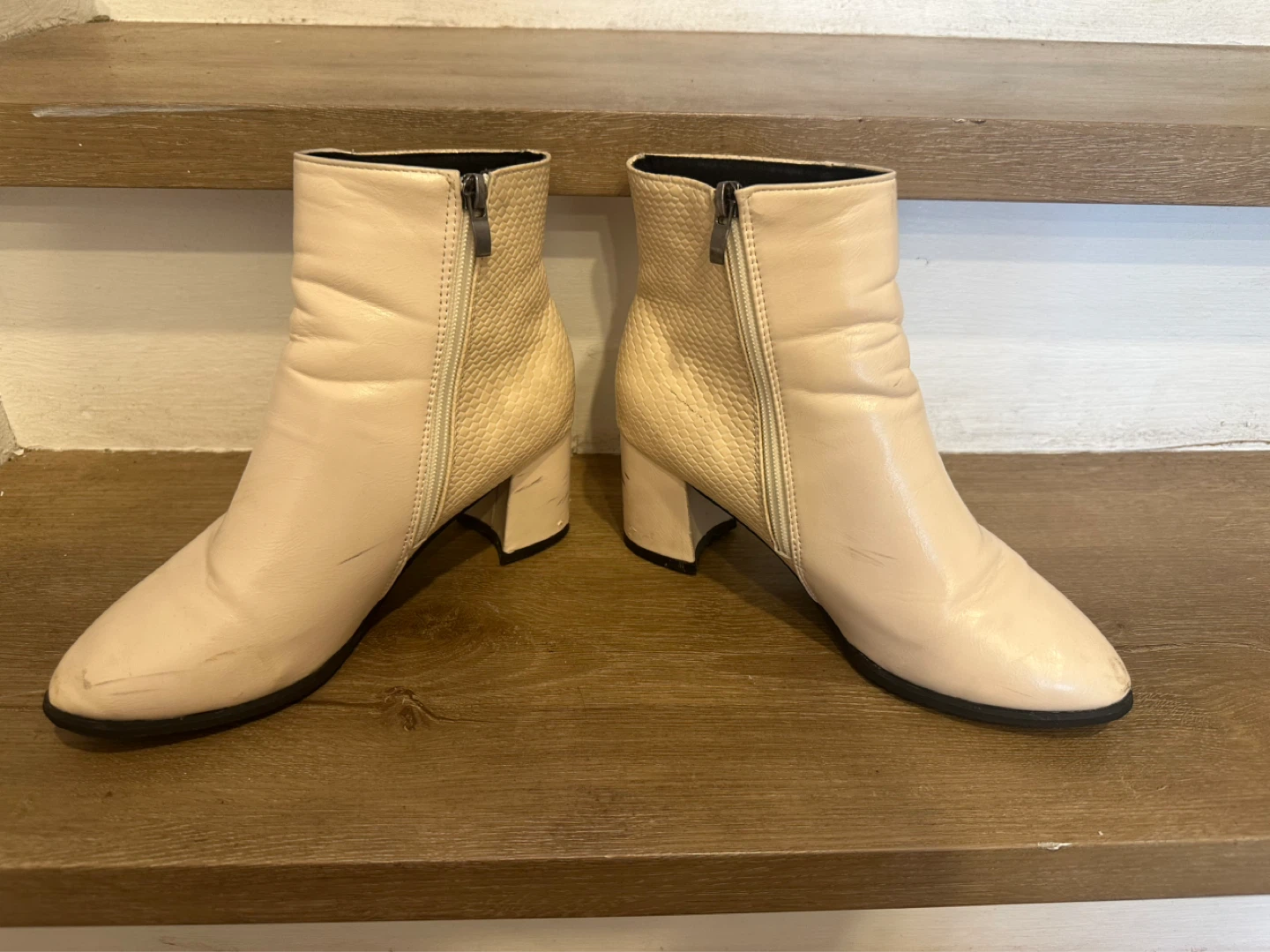 Cream Ankle Boots with Buckle Detail - photo 3