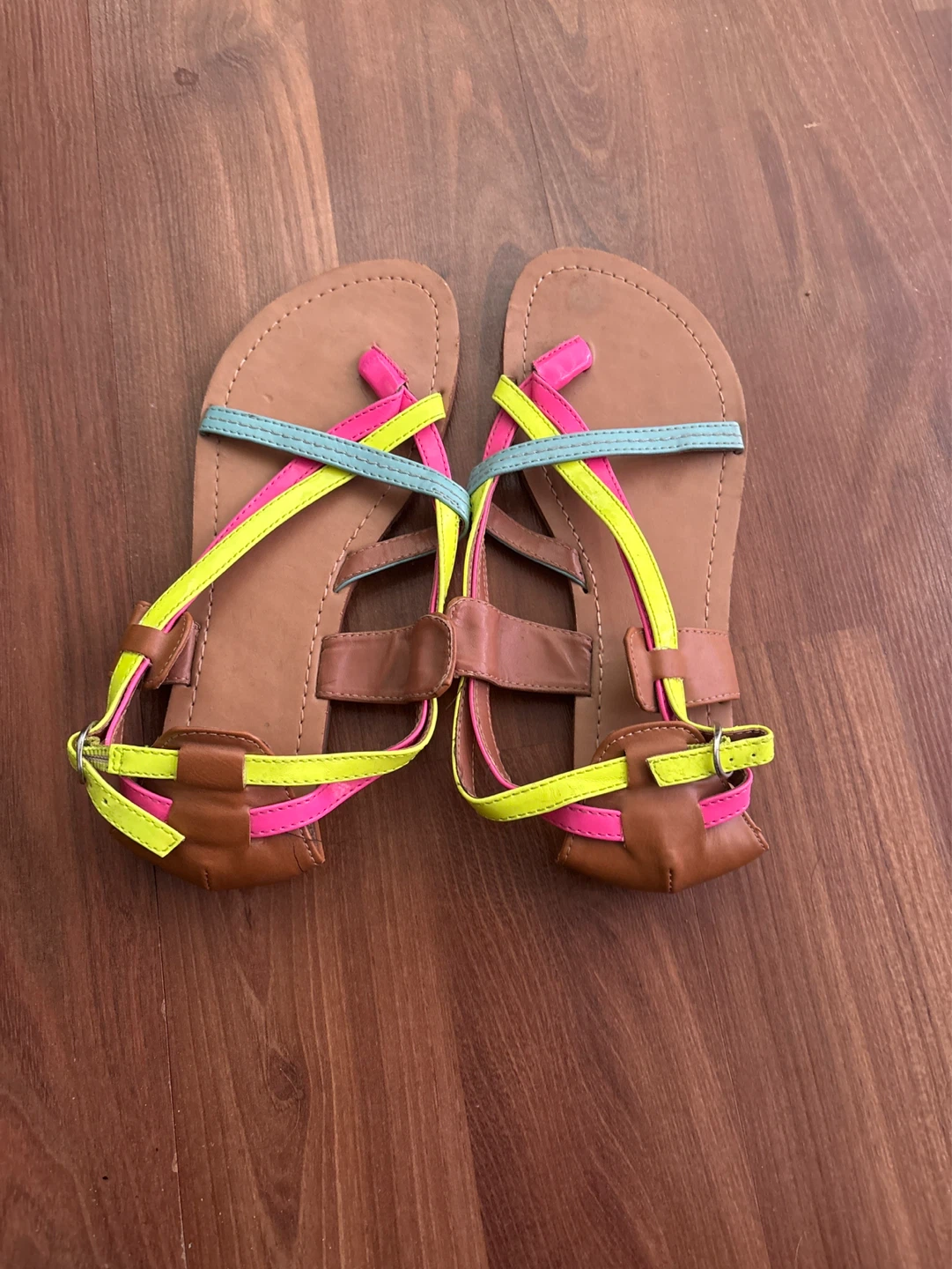 Strappy Sandals with Neon Accents