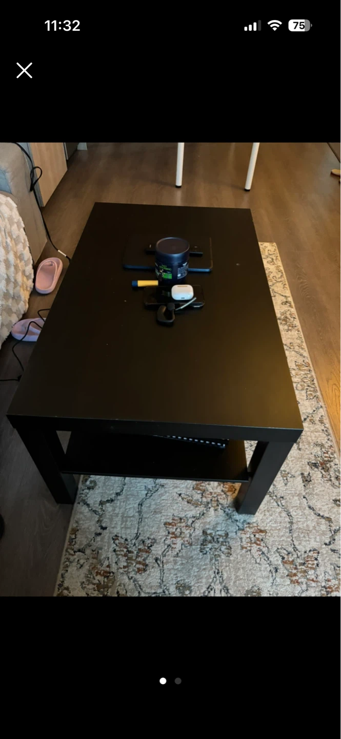 Black Coffee Table with Shelf