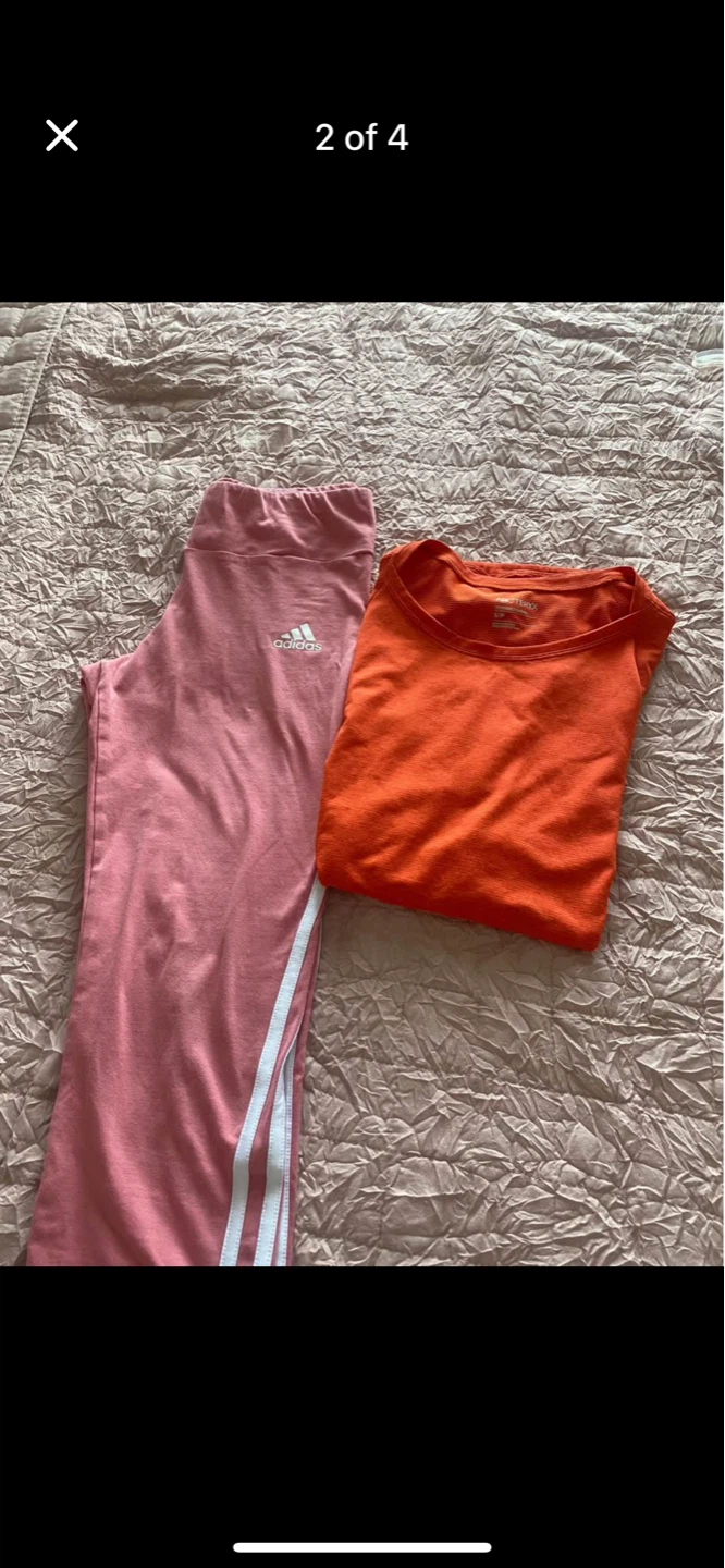 Adidas Pink Tights and Arc'teryx Orange T-Shirt