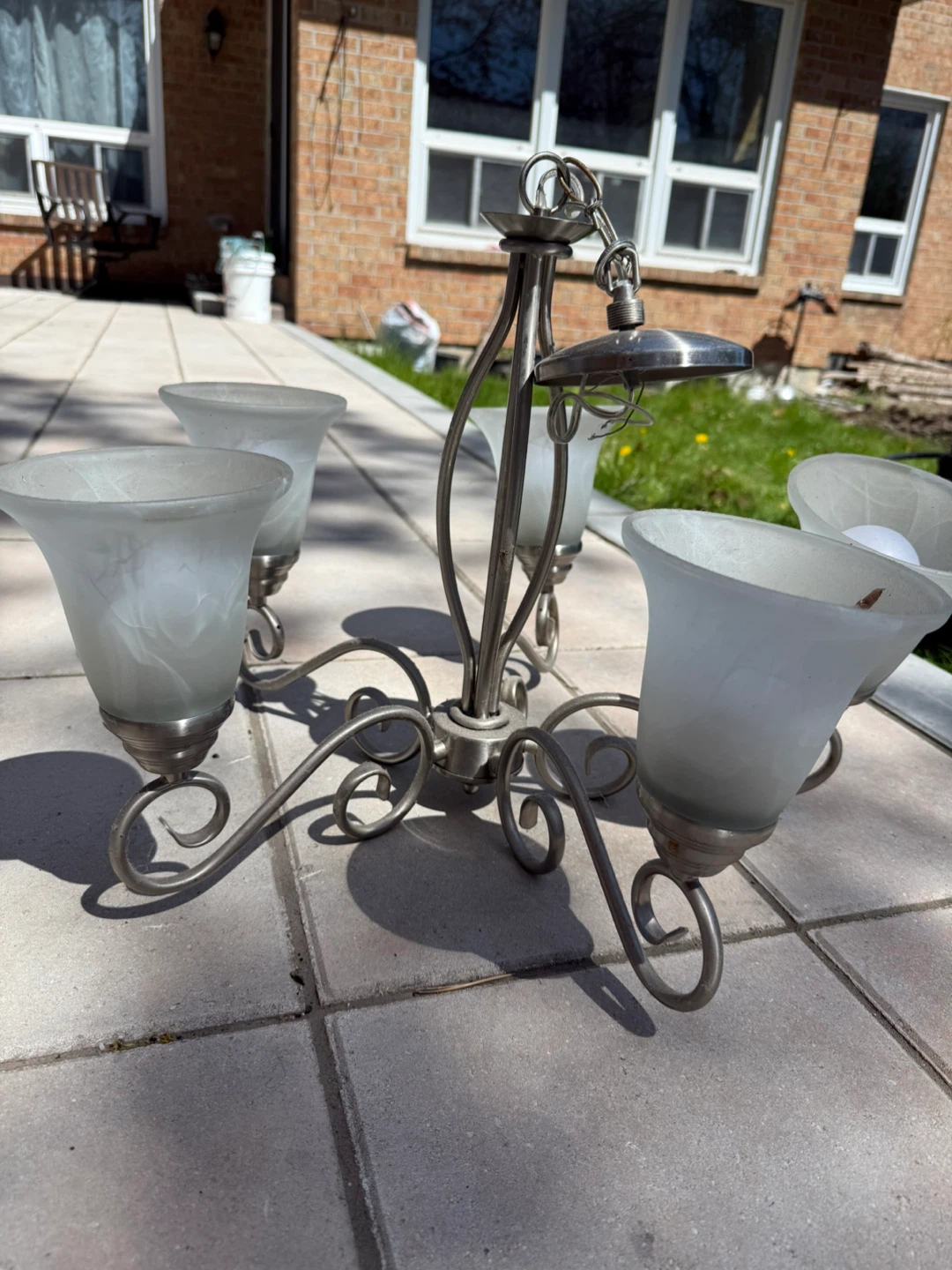 5-Light Chandelier with Frosted Glass Shades