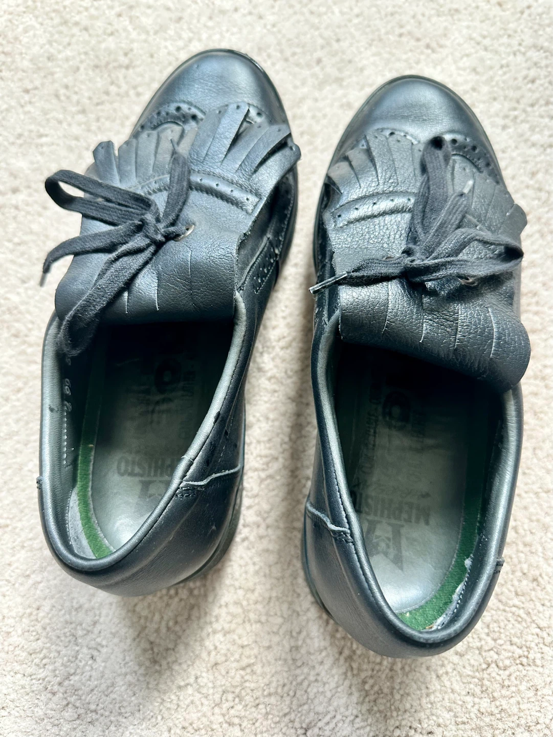 Mephisto Black Leather Golf Shoes EUR 7.5 / US 8 - photo 2