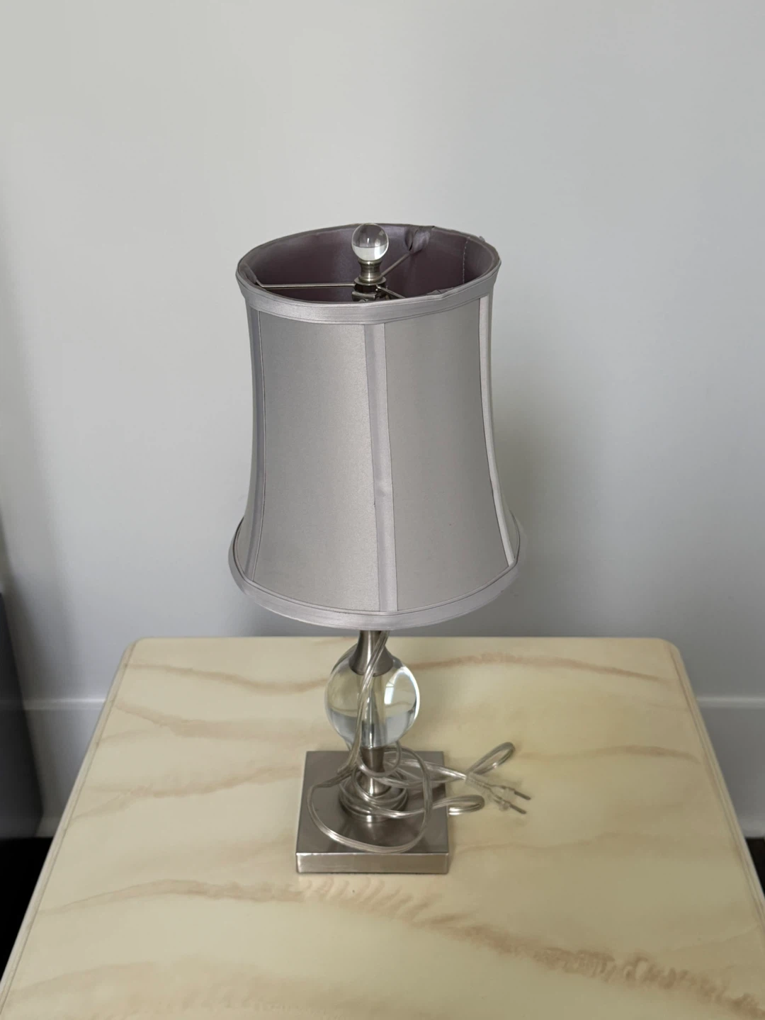 Silver Table Lamp with Crystal Accent