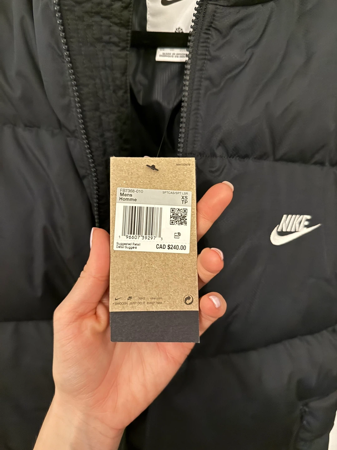 Nike Puffer Jacket - Black - Size XS - photo 3