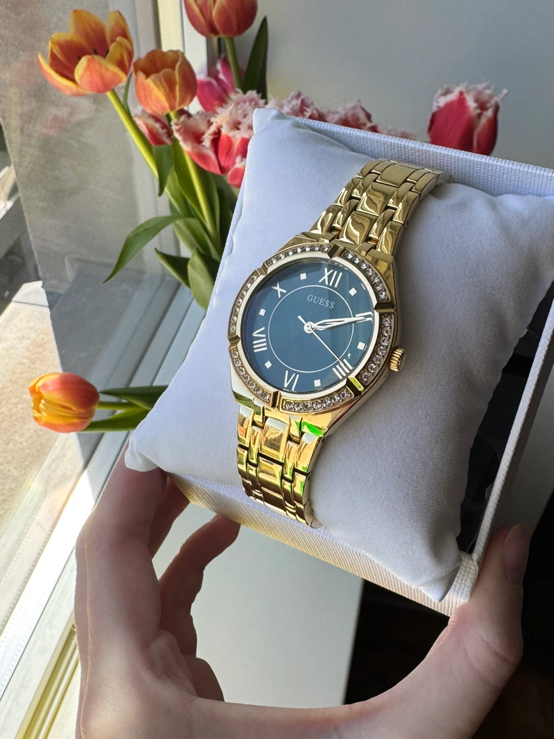 Gold Tone Guess Watch with Crystal Bezel - photo 2