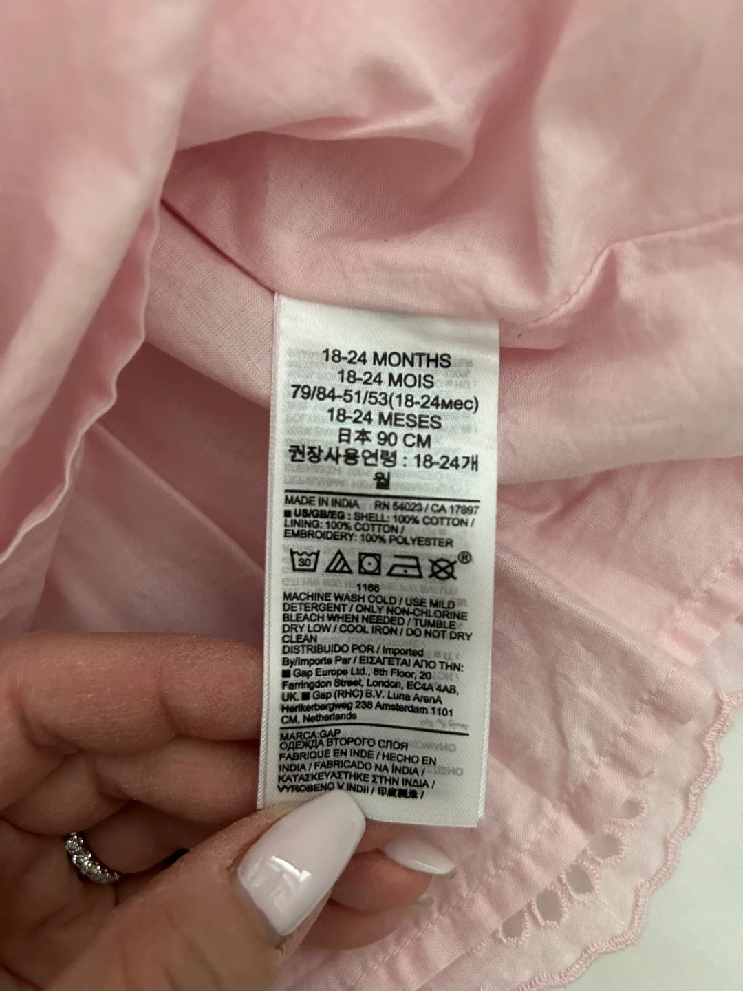 Baby Gap Pink Embroidered Eyelet Dress 18-24 Months - photo 3
