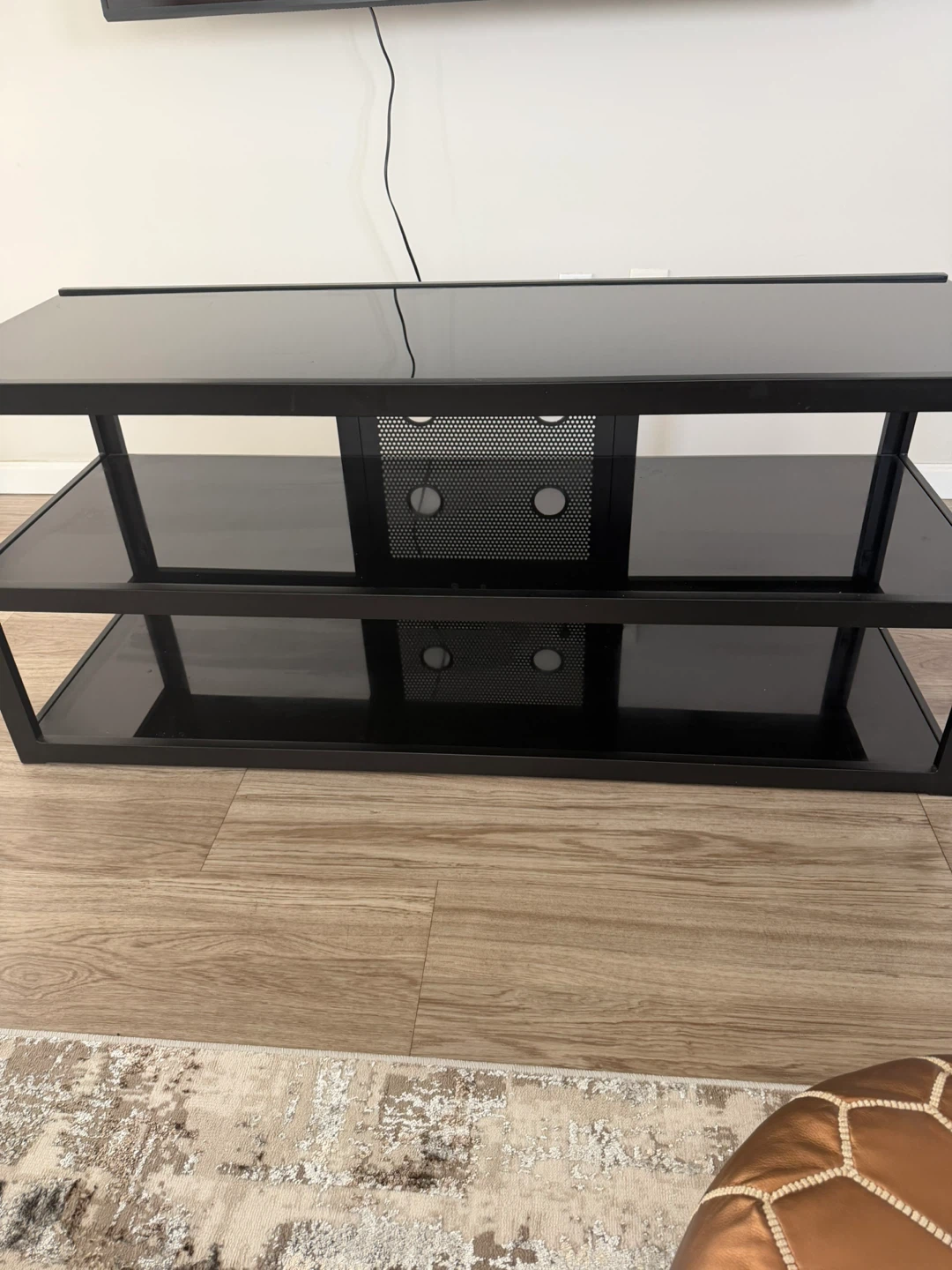 Black Glass TV Stand with Shelves