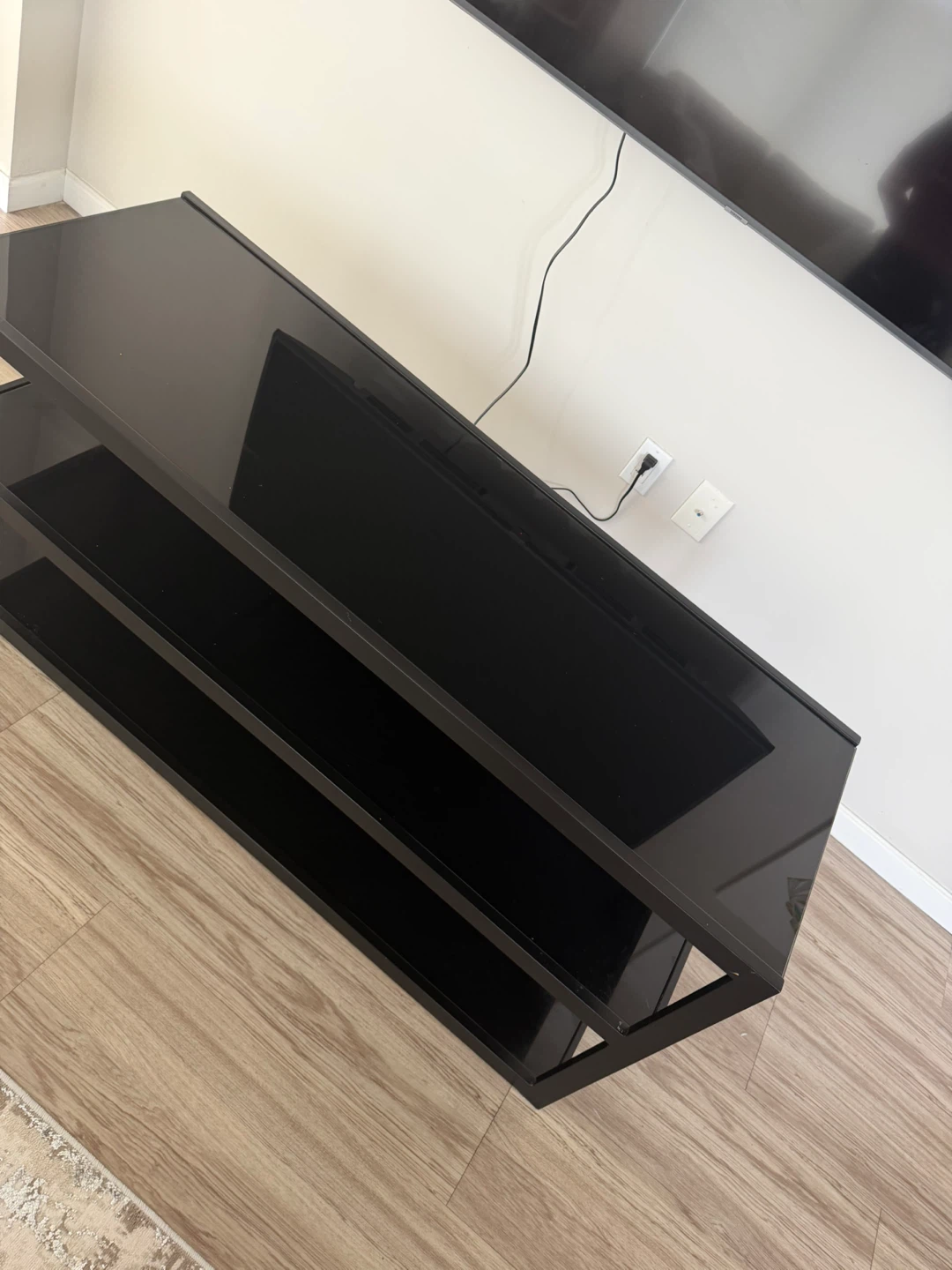 Black Glass TV Stand with Shelves - photo 2