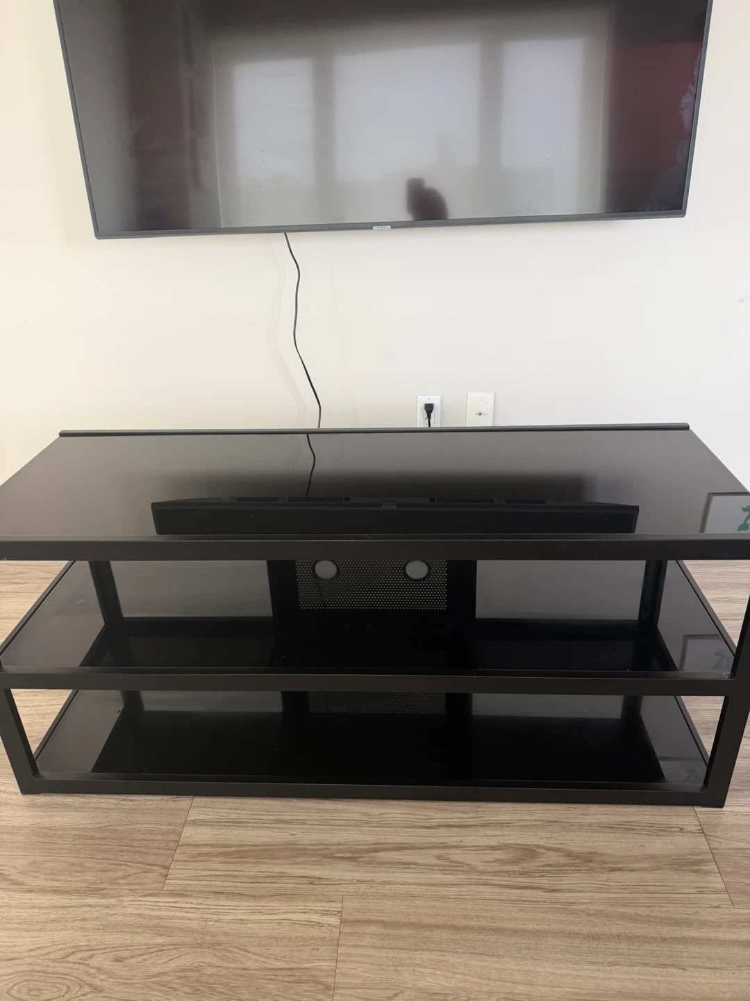 Black Glass TV Stand with Shelves - photo 3