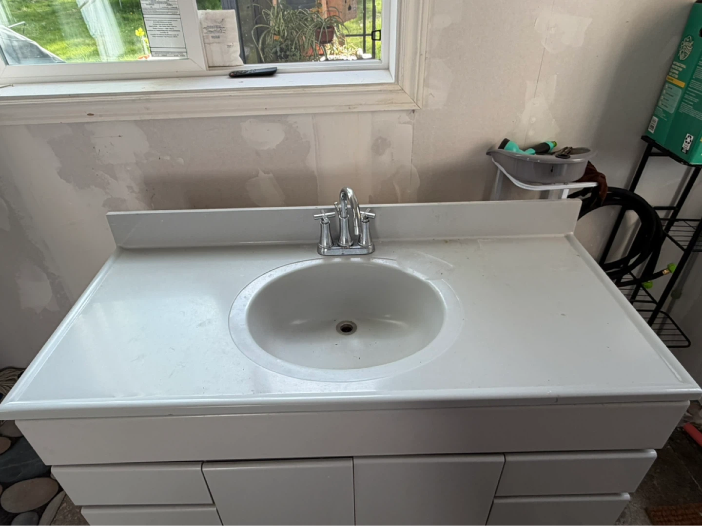 White Bathroom Vanity with Sink and Faucet - photo 4