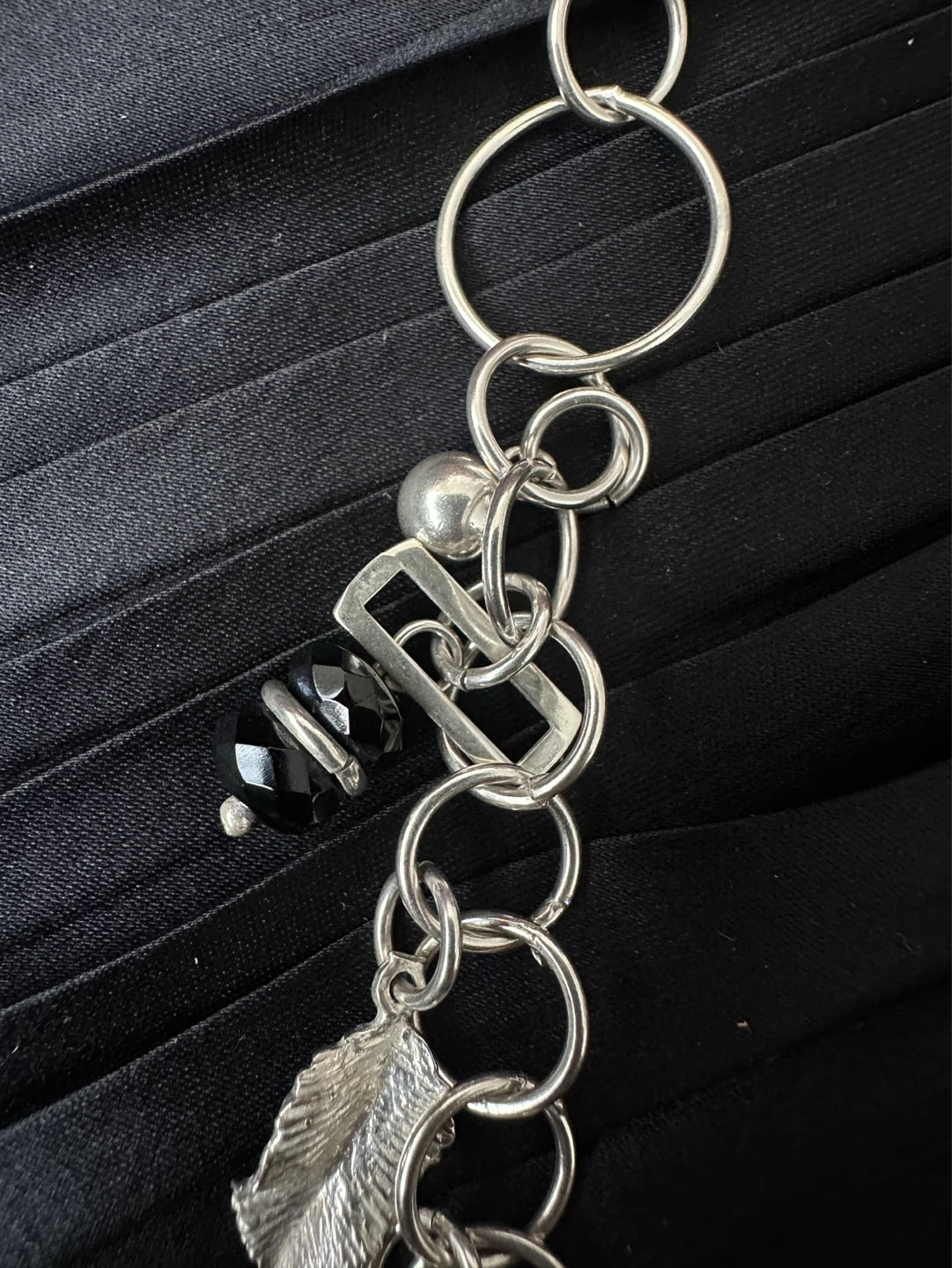 925 Charm Necklace with Black Beads - photo 4